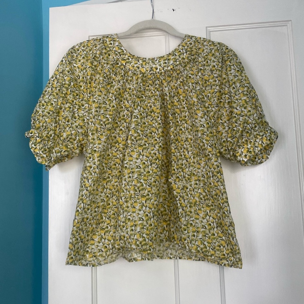 J. Crew High-neck puff-sleeve top in Liberty® Eliza's Yellow fabric